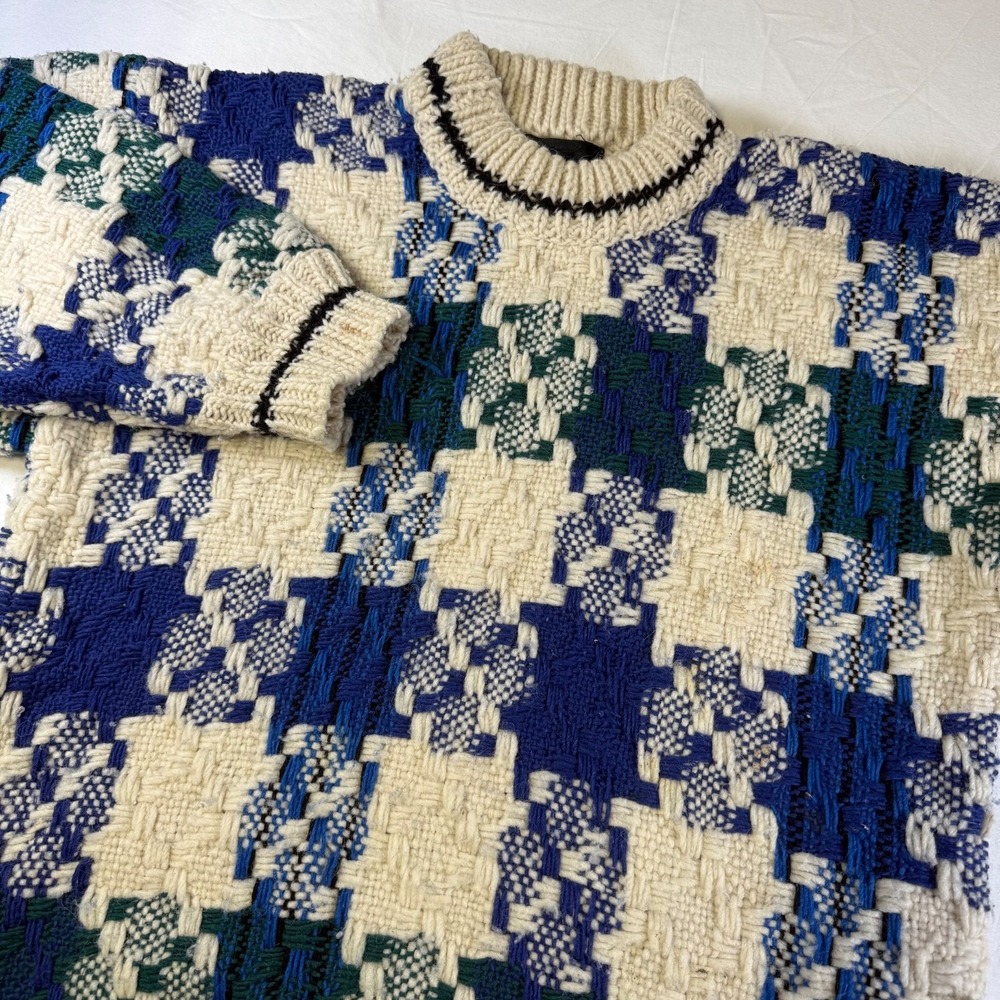 Vintage Rey Wear Unisex Chunky Wool Hand Knit Sweater Men's Large Women's XL